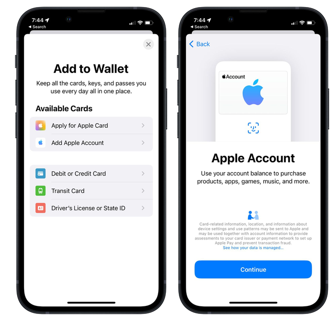 宝清苹果手机维修分享iOS 15.5钱包App如何添加 Apple 账户 